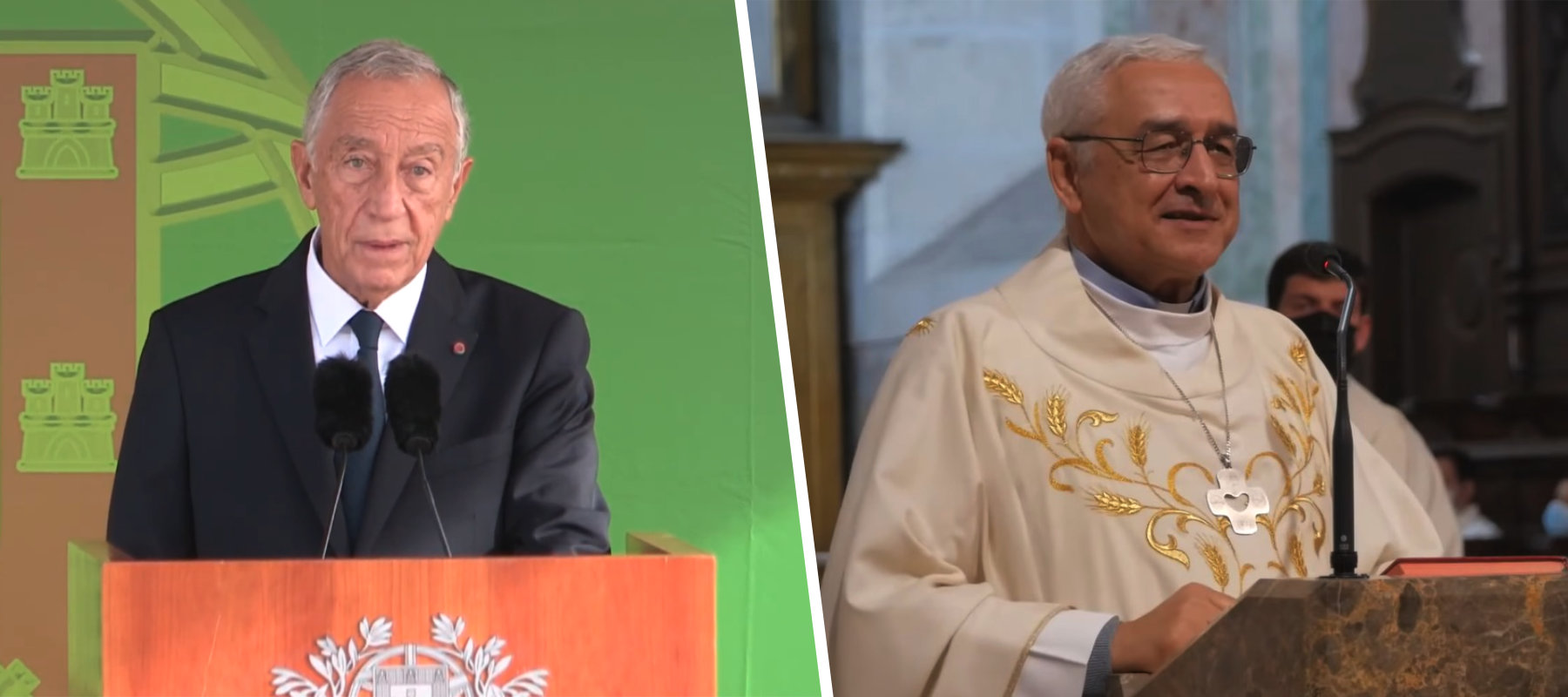 À esquerda, fotografia de Marcelo Rebelo de Sousa; à direita, fotografia de D. José Ornelas